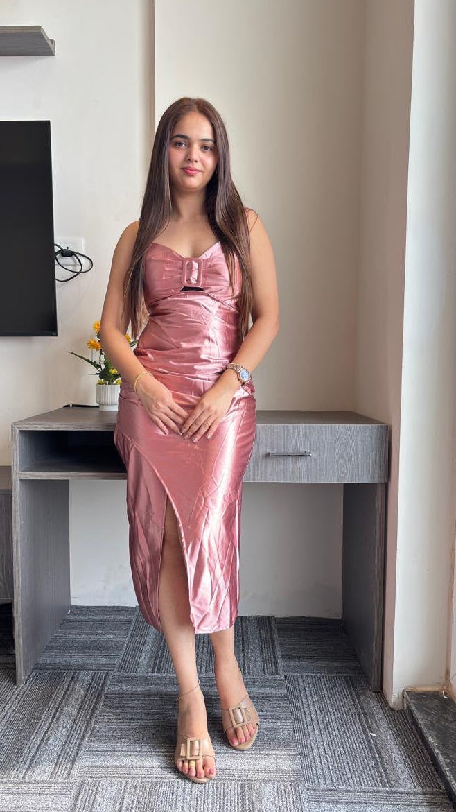 ROSEWOOD SATIN WRAP MIDI