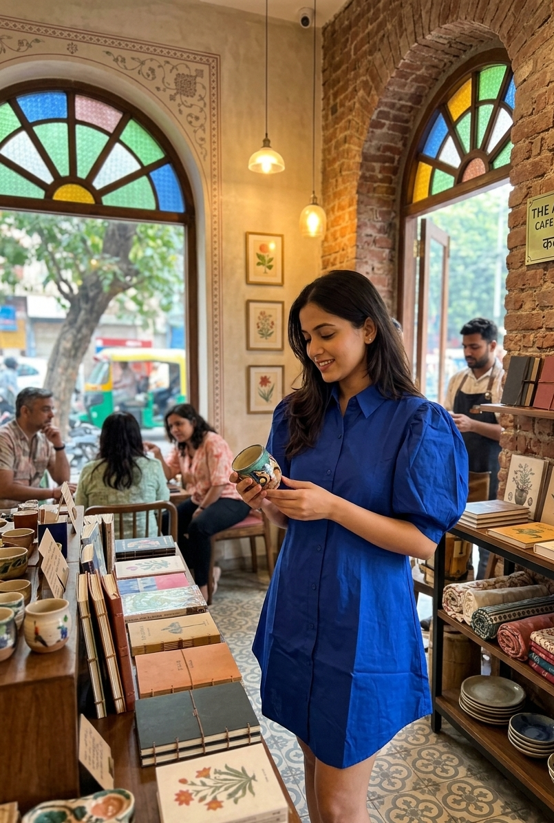 THE “COBALT ARTISAN” SHIRT DRESS
