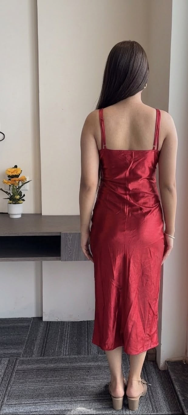 THE RUBY RADIANCE RUCHED KNEE- LENGTH DRESS